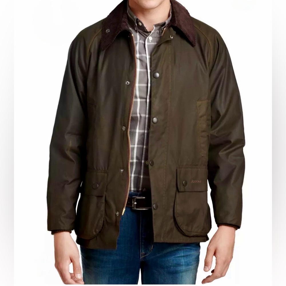 Barbour Classic Bedale Waxed Cotton Jacket in Olive Size L